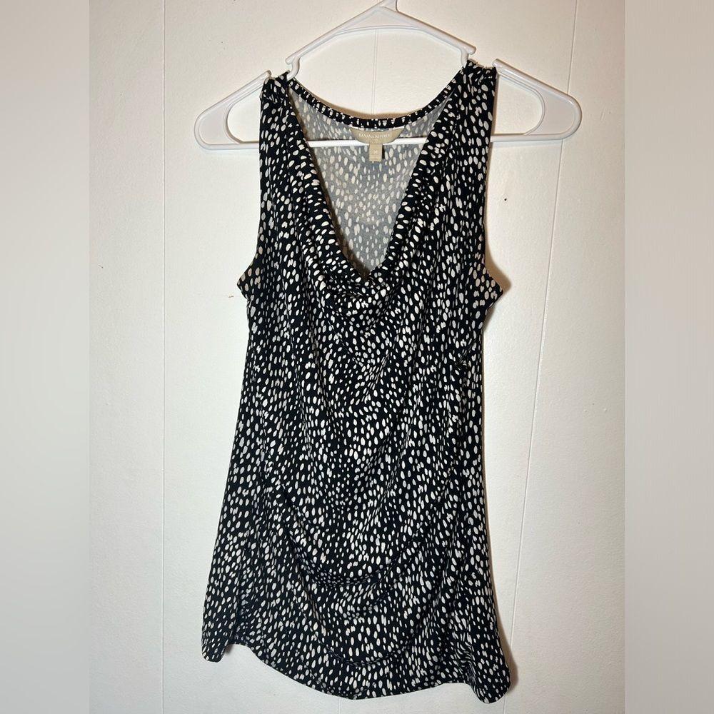 Banana Republic Black and White Printed Sleeveless Tank Top
